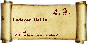 Lederer Hella névjegykártya